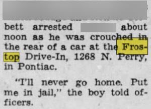 Frostop Root Beer - Oct 1963 Article On Shooting Mentions Frostop In Pontiac